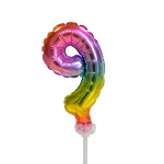 Folienballon-Tortentopper ″ Nr. 9 Regenbogen