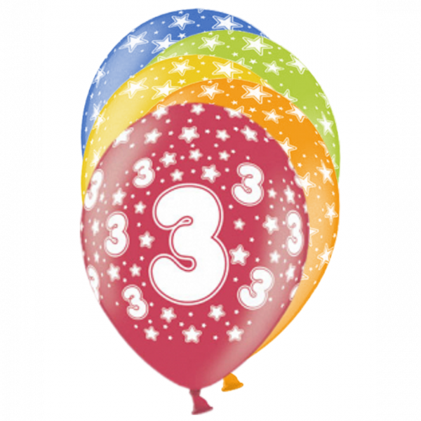 Ballons 30cm, 3st Birthday, Metallic Mix