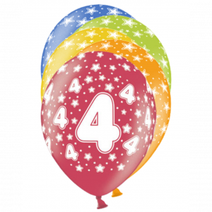 Ballons 30cm, 4st Birthday, Metallic Mix