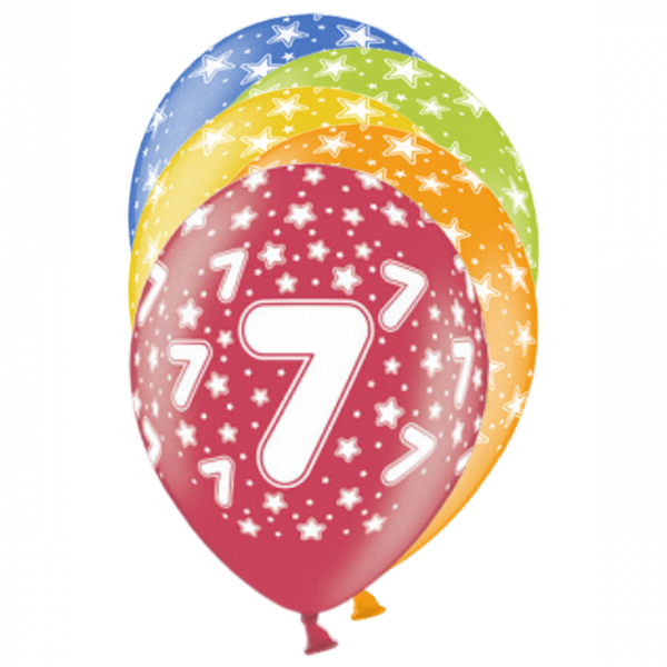 Ballons 30cm, 7st Birthday, Metallic Mix