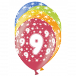 Ballons 30cm, 9st Birthday, Metallic Mix