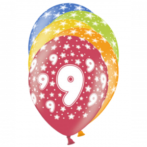 Ballons 30cm, 9st Birthday, Metallic Mix
