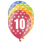 Ballons 30cm, 10st Birthday, Metallic Mix
