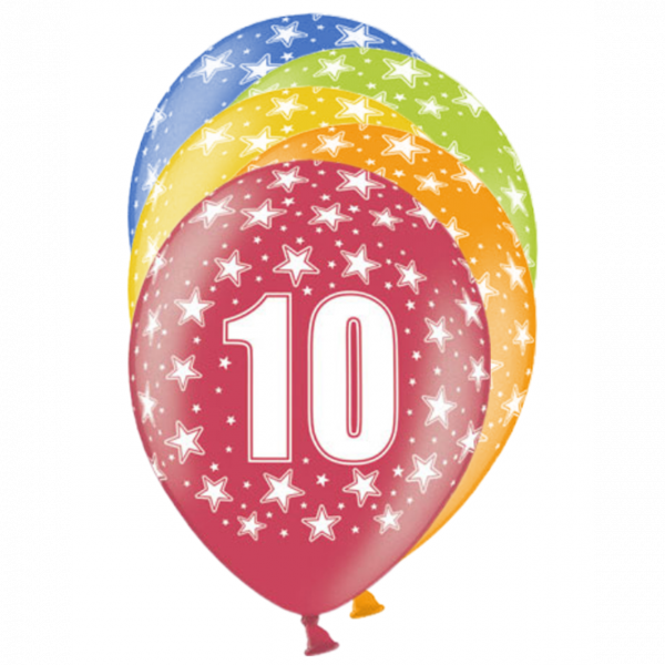 Ballons 30cm, 10st Birthday, Metallic Mix