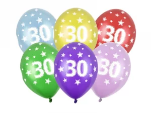 Ballons 30cm, 30st Birthday, Metallic Mix