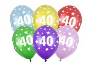 Ballons 30cm, 40st Birthday, Metallic Mix