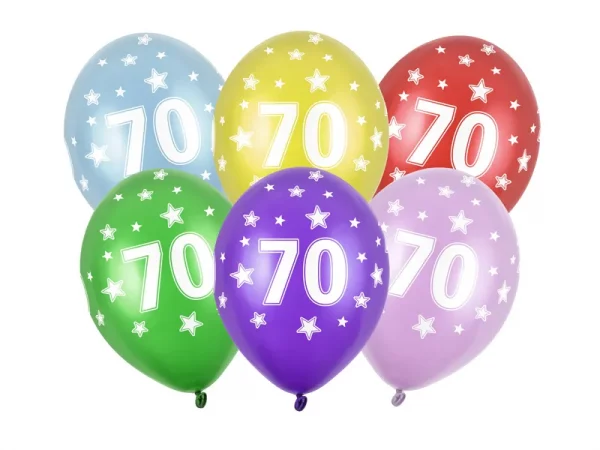 Ballons 30cm, 70st Birthday, Metallic Mix
