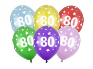 Ballons 30cm, 80st Birthday, Metallic Mix