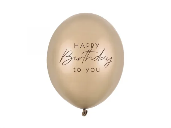 Ballons 30 cm, Happy Birthday,  Metallic Cold Gold