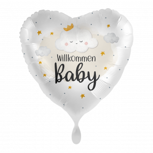 1213-GER Folienballon "Willkommen Baby" 45 cm