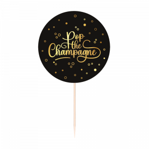 4462 25 Party-Picks - Pop the Champagne - schwarz