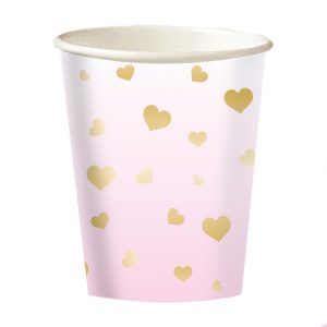 8 Becher 1st Birthday Pink Ombre Papier 250 ml