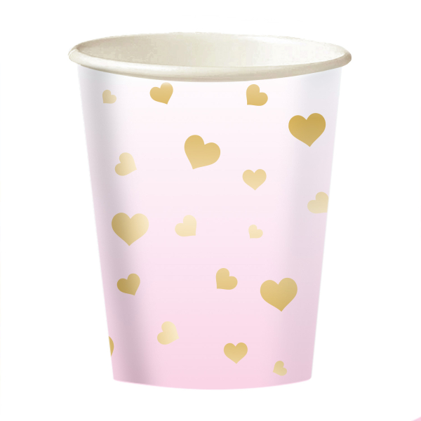 8 Becher 1st Birthday Pink Ombre Papier 250 ml