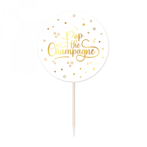 4707 25 Party-Picks - Pop the Champagne - weiß