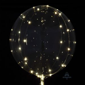 Crystal Clearz durchsichtiger  Ballon mit Weisse Lichter 40 cm