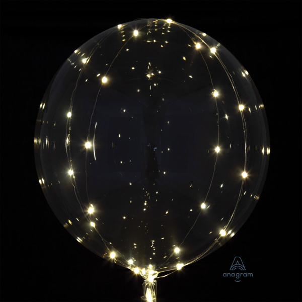 Crystal Clearz durchsichtiger  Ballon mit Weisse Lichter 40 cm