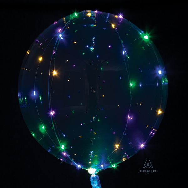 Crystal Clearz durchsichtiger  Ballon mit Multilichter 40 cm