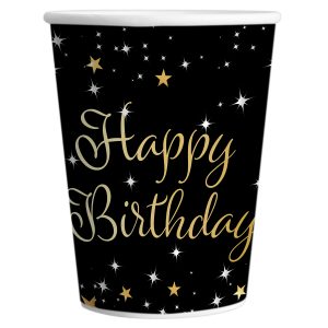 8 Becher Starlight Birthday Happy Birthday Papier 250 ml
