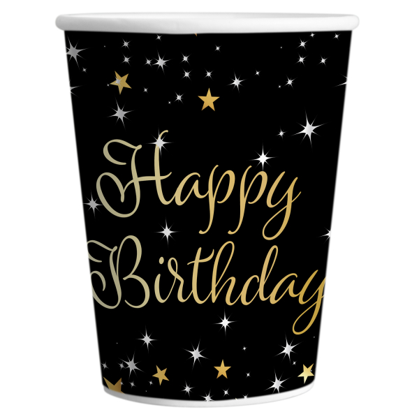 8 Becher Starlight Birthday Happy Birthday Papier 250 ml