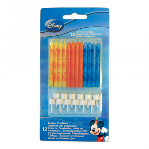 9292 12 Tortenkerzen & 12 Halter Geburtstag - Mickey Rock the House