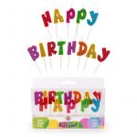 Kerzen Glitzerschriftzug "Happy Birthday"