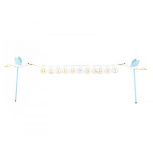 cake-topper-bleu-blanc-hello-baby-27cm-x-16cm-ht CAKE TOPPER Hellblau "HELLO BABY"  27CM X 16CM