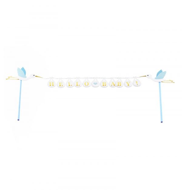 cake-topper-bleu-blanc-hello-baby-27cm-x-16cm-ht CAKE TOPPER Hellblau "HELLO BABY"  27CM X 16CM