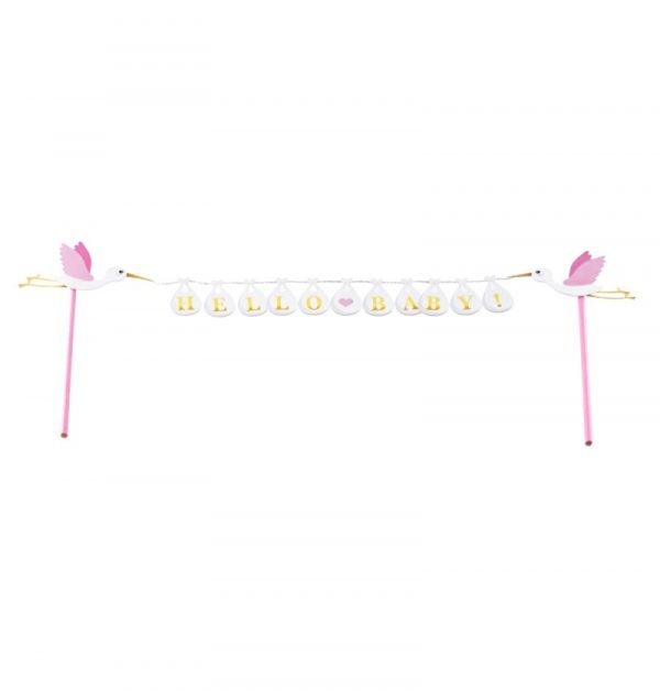 CAKE TOPPER Rosa "HELLO BABY"  27CM X 16CM