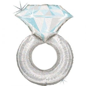Folienballon Ehering holo glitter platin (79cm)