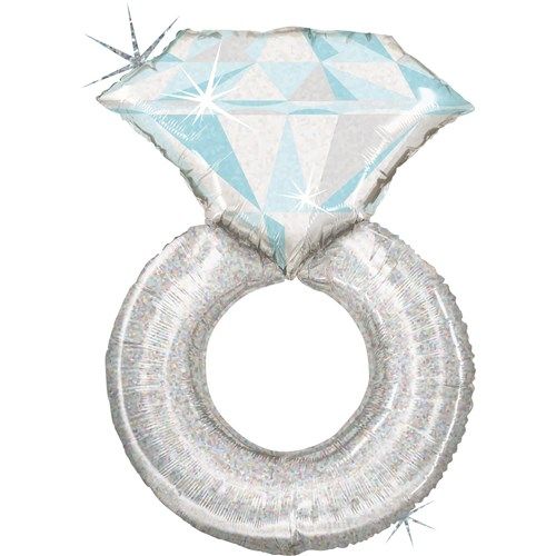 Folienballon Ehering holo glitter platin (79cm)