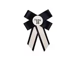 Rosette zum 18. Geburtstag, creme-schwarz, 11x17 cm