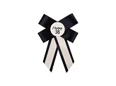 Rosette zum 18. Geburtstag, creme-schwarz, 11x17 cm