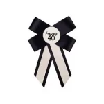 Rosette zum 40. Geburtstag, creme-schwarz, 11x17 cm