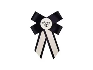 Rosette zum 40. Geburtstag, creme-schwarz, 11x17 cm