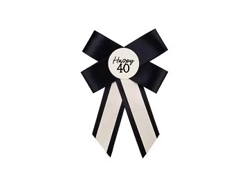 Rosette zum 40. Geburtstag, creme-schwarz, 11x17 cm