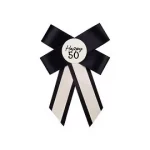 icon_KOP2-50_01_S Rosette zum 50. Geburtstag, creme-schwarz, 11x17 cm