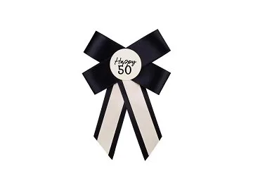 Rosette zum 50. Geburtstag, creme-schwarz, 11x17 cm