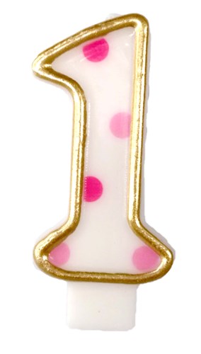 Kerze Zahl ’1’ rosa (8,5 cm)