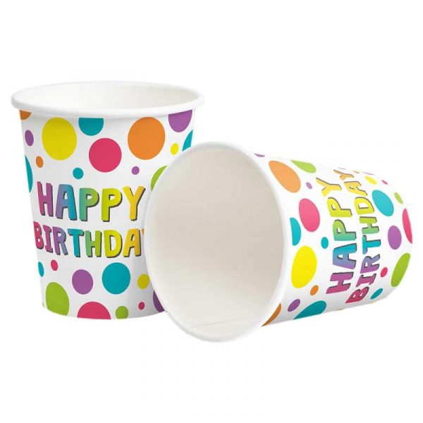 10 Becher Birthday Dots 250 ml
