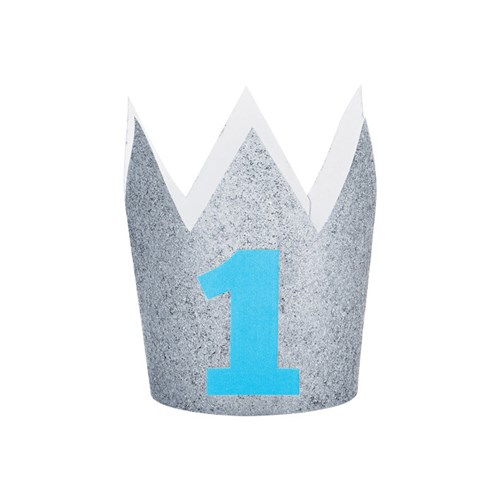Mini-Krone ’1’ Glitzer blau