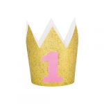 Mini-Krone ’1’ Glitzer rosa