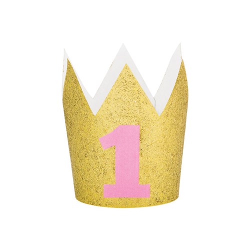Mini-Krone ’1’ Glitzer rosa