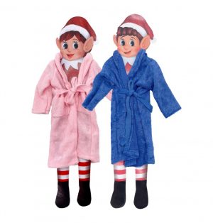 set-de-2-robes-de-chambre-rose-et-bleu-pour-lutin-farceur-12-5-cm-x-0-5-cm-x-40-cm-ht ELVES BEHAVIN´ BADLY Elf Bademantel rosa oder blau