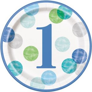 Teller Dots First Birthday blau (Ø23cm, 8St)