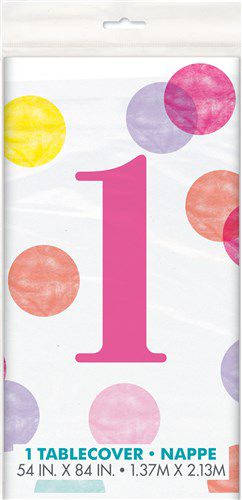 Tischdecke Dots First Birthday rosa137x213cm