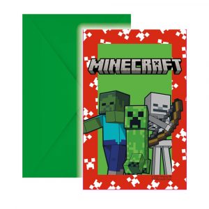 095658 6 Einladungen & Umschläge FSC - Minecraft