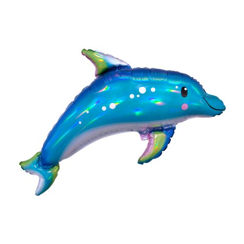 39376-01 Folienballon Iridescent Blue Delfin 73cm x 68cm