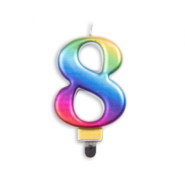 Tortenkerze metallisch Regenbogen Nr.8