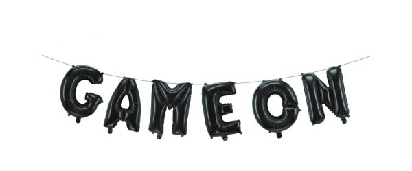6524-Foilballoon-Game-on Folienballon Wort 'GAME ON' schwarz - Gaming / 41cm
