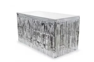 Tischumrandung mit Fransen, silber, 300x80cm